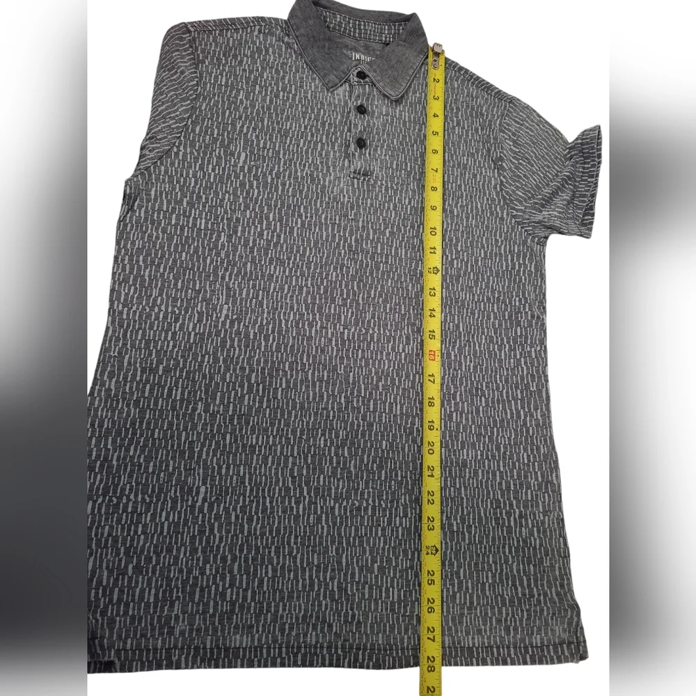 Indigo Star Norman Knit Burnout Polo Botanical Print Heather Black Shirt Small - Picture 9 of 9